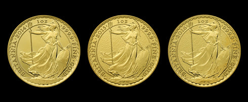 イギリス 2016年 ブリタニア Bullion 100ポンド(1oz)金貨(3枚セット):裸-UNIVERSAL COIN